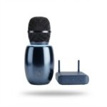 Compact Wireless Handheld Microphone with Dual-Antenna Receiver Base – Navy Blue