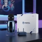 Compact Wireless Handheld Microphone with Dual-Antenna Receiver Base – Navy Blue - Image 3